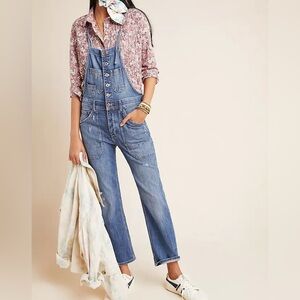 Pilcro Anthropologie Painters Distressed Women's Denim Overalls